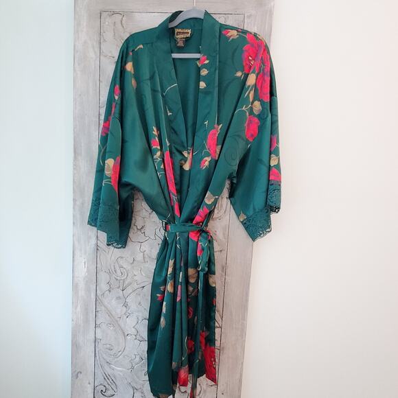 NWOT Vintage SET Solange Satin Emerald Kimono Gown 18/20 Robe Size 22/28~ 2XL. - Picture 7 of 9